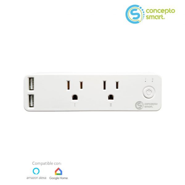 Plug doble, con doble puerto USB